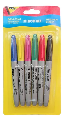 Plumones permanentes multicolores MIAODIAN 6pz