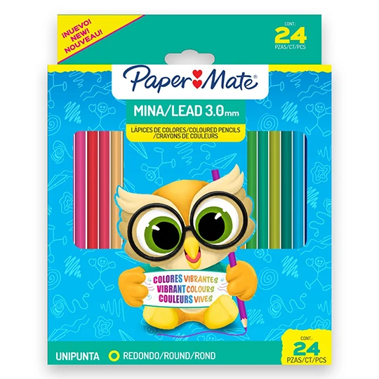 Caja colores redondos 24 pz PAPER MATE