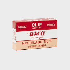 Clip inoxidable Niquelado No 2 BACO 3x$1